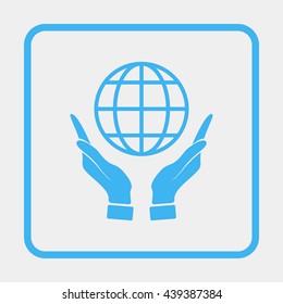 Hands holding globe earth.