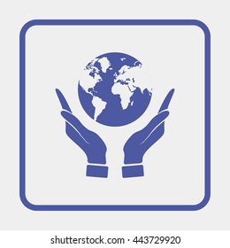Hands holding globe earth.