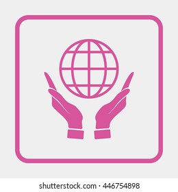 Hands holding globe earth.