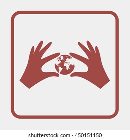 Hands holding globe earth.