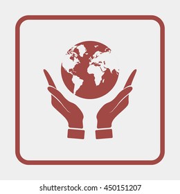 Hands holding globe earth.