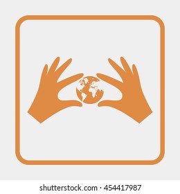 Hands holding globe earth.