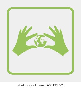 Hands holding globe earth.