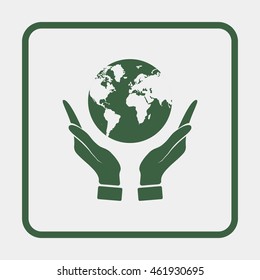 Hands holding globe earth.