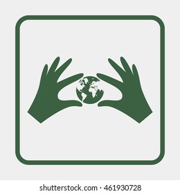 Hands holding globe earth.