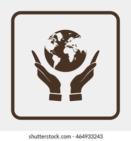 Hands holding globe earth.