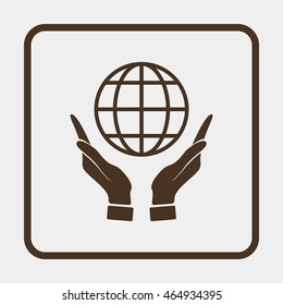 Hands holding globe earth.