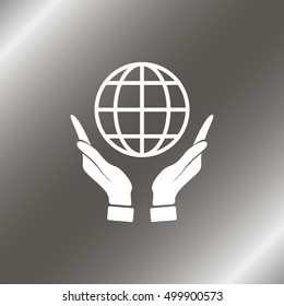 Hands holding globe earth.