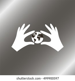 Hands holding globe earth.