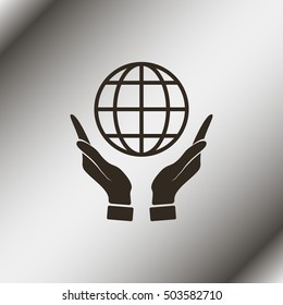 Hands holding globe earth.