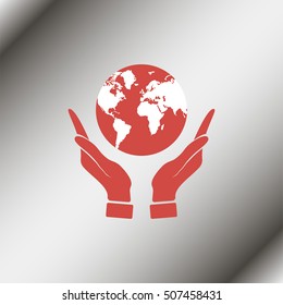 Hands holding globe earth.
