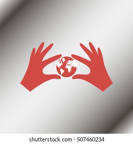 Hands holding globe earth.