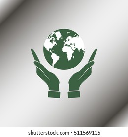 Hands holding globe earth.