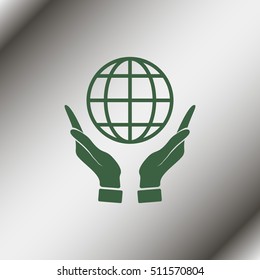 Hands holding globe earth.