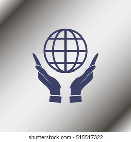 Hands holding globe earth.