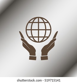 Hands holding globe earth.