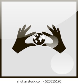 Hands holding globe earth.