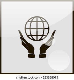 Hands holding globe earth.