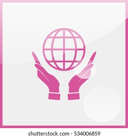 Hands holding globe earth.