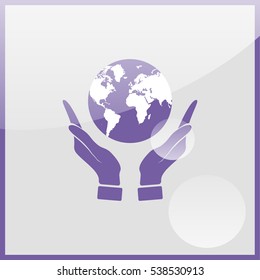 Hands holding globe earth.