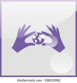 Hands holding globe earth.