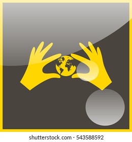 Hands holding globe earth.