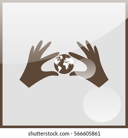 Hands holding globe earth.