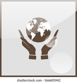Hands holding globe earth.