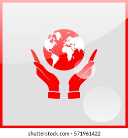 Hands holding globe earth.