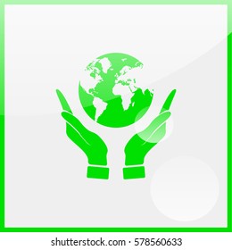 Hands holding globe earth.