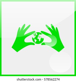 Hands holding globe earth.