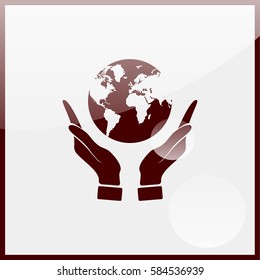Hands holding globe earth.