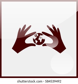 Hands holding globe earth.
