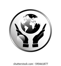 Hands holding globe earth.