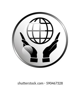 Hands holding globe earth.