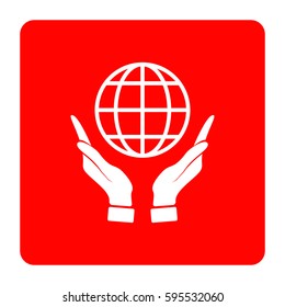 Hands holding globe earth.