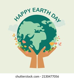 Hands holding globe, earth. Earth day concept. Saving the planet,environment. Vector illustration for poster, banner,print,web.