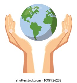 Hands Holding Globe Earth Icon. Cartoon Illustration Of Hands Holding Globe Earth Vector Icon For Web