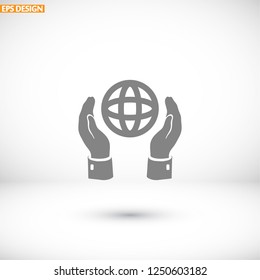 hands holding globe earth icon. Vector  Eps 10 
