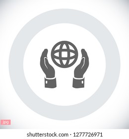 hands holding globe earth icon. Vector  Eps 10 