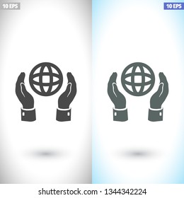 hands holding globe earth icon. Vector  Eps 10 