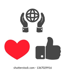 hands holding globe earth icon. Vector  Eps 10 