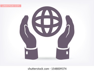 hands holding globe earth icon. Vector Eps 10 . Lorem Ipsum Flat Design