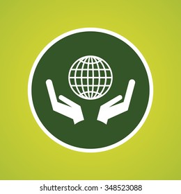 Hands Holding Globe Earth Icon