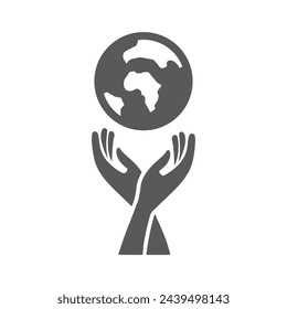 Hands holding globe earth, web, icon.
