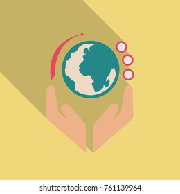 hands holding globe earth web icon. save earth concept vector illustration