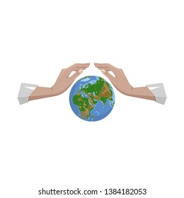 hands holding globe earth,save the planet concept. vector illustration for poster,wallpaper,banner,sticker and other uses