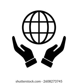 hands holding globe icon. Save the world icon. Vector illustration design