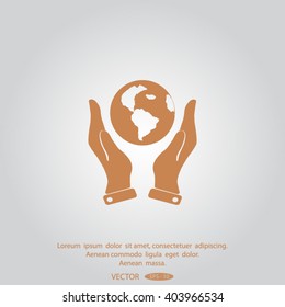 Hands holding globe sign , vector illustration.