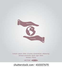 Hands holding globe sign , vector illustration.